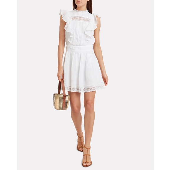 Frame Denim Dresses & Skirts - FRAME Pin-tuck Ruffle Crochet Lace Voile Dress S